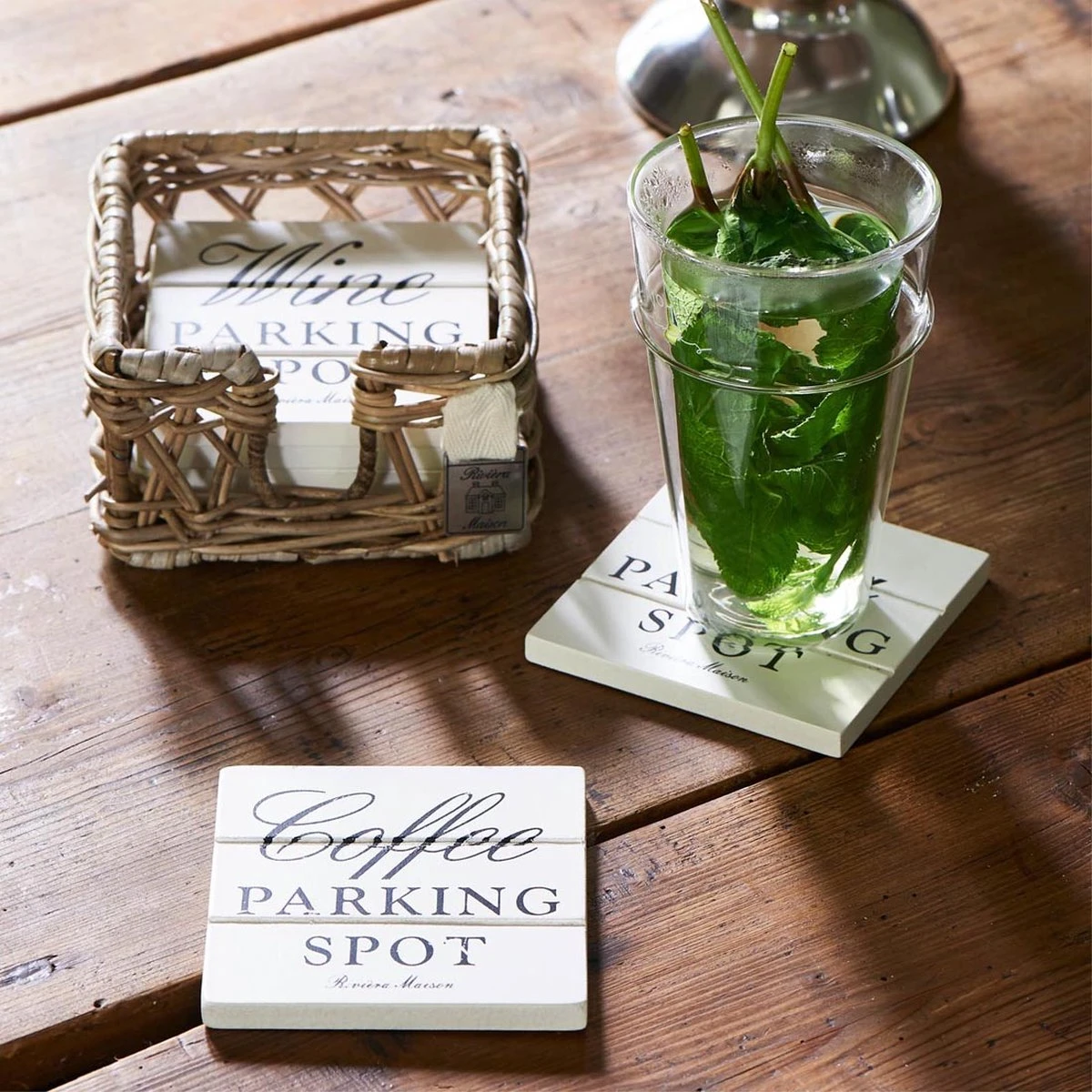 Riviera Maison Onderzetters Voor Glazen - Parking Spot Coasters - Bruin 4 Riviera Maison Onderzetters Voor Glazen - Parking Spot Coasters - Bruin - Afbeelding 2