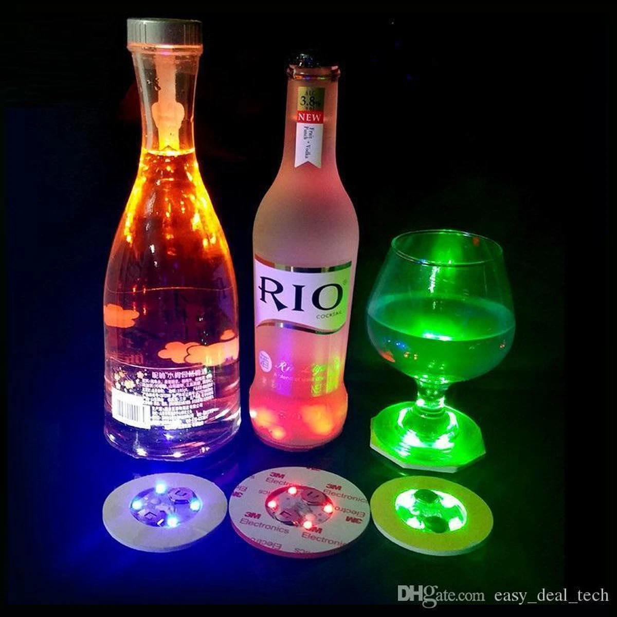 5 Stuks Led Onderzetters Met Licht - Multi-color Led Flessen Onderzetter Met 7 Kleuren - Bottle Light - Flessen Licht - Led Sticker 6 5 Stuks Led Onderzetters Met Licht - Multi-color Led Flessen Onderzetter Met 7 Kleuren - Bottle Light - Flessen Licht - Led Sticker - Afbeelding 4