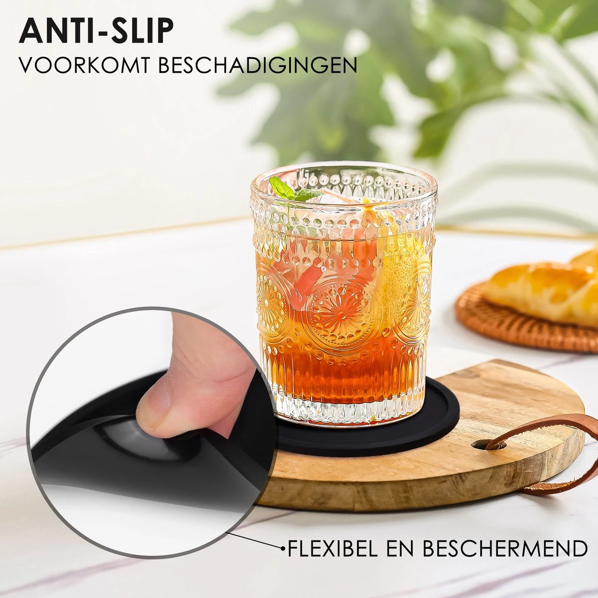 Siliconen Onderzetters Met Houder - 10 Stuks - Onderleggers Voor Glazen - Glasonderzetters Voor Op Tafel - Coasters - Zwart - Rond 4 Siliconen Onderzetters Met Houder - 10 Stuks - Onderleggers Voor Glazen - Glasonderzetters Voor Op Tafel - Coasters - Zwart - Rond - Afbeelding 2