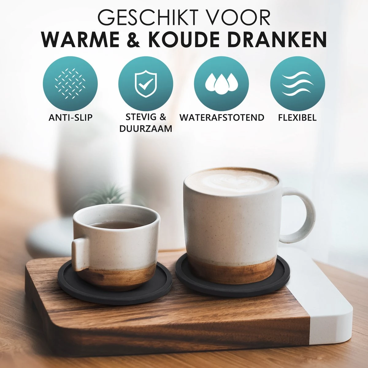 Siliconen Onderzetters Met Houder - 10 Stuks - Onderleggers Voor Glazen - Glasonderzetters Voor Op Tafel - Coasters - Zwart - Rond 5 Siliconen Onderzetters Met Houder - 10 Stuks - Onderleggers Voor Glazen - Glasonderzetters Voor Op Tafel - Coasters - Zwart - Rond - Afbeelding 3