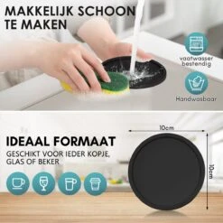 Siliconen Onderzetters Met Houder - 10 Stuks - Onderleggers Voor Glazen - Glasonderzetters Voor Op Tafel - Coasters - Zwart - Rond 13 Siliconen Onderzetters Met Houder - 10 Stuks - Onderleggers Voor Glazen - Glasonderzetters Voor Op Tafel - Coasters - Zwart - Rond -Bormioli Rocco winkel 1200x1200 368