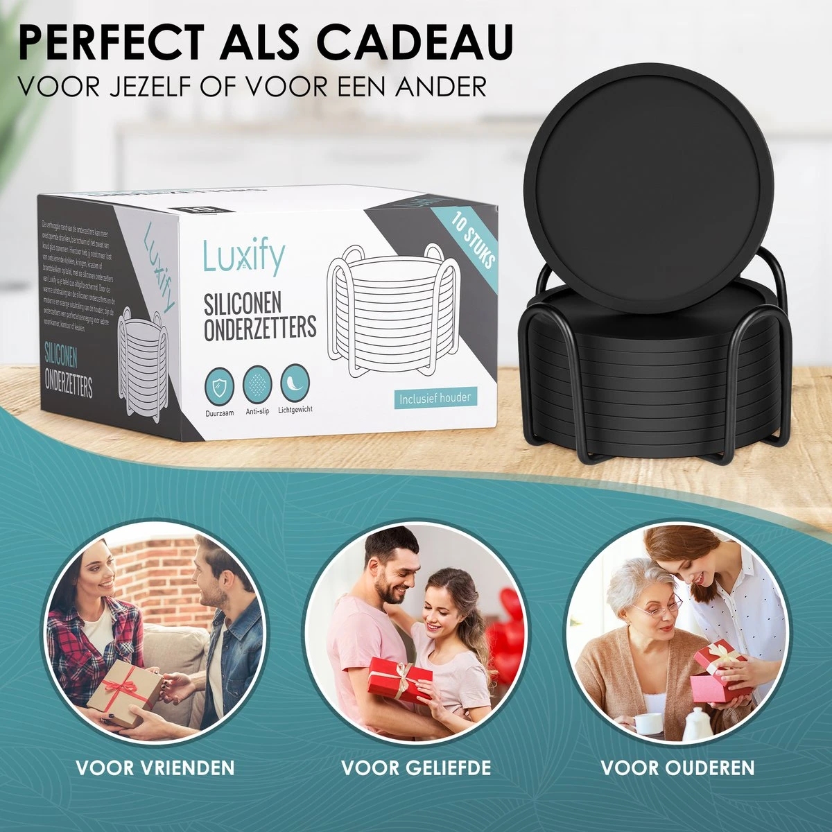 Siliconen Onderzetters Met Houder - 10 Stuks - Onderleggers Voor Glazen - Glasonderzetters Voor Op Tafel - Coasters - Zwart - Rond 8 Siliconen Onderzetters Met Houder - 10 Stuks - Onderleggers Voor Glazen - Glasonderzetters Voor Op Tafel - Coasters - Zwart - Rond - Afbeelding 6