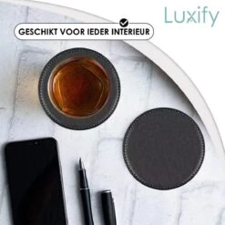 Luxe Leren Onderzetters Met Houder - 10 Stuks - Onderleggers Voor Glazen - Glasonderzetters Voor Op Tafel - Coasters - Zwart - Rond 16 Luxe Leren Onderzetters Met Houder - 10 Stuks - Onderleggers Voor Glazen - Glasonderzetters Voor Op Tafel - Coasters - Zwart - Rond -Bormioli Rocco winkel 1200x1200 378