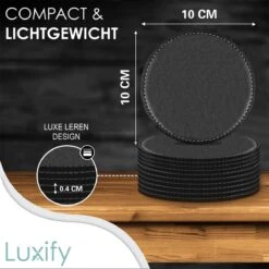 Luxe Leren Onderzetters Met Houder - 10 Stuks - Onderleggers Voor Glazen - Glasonderzetters Voor Op Tafel - Coasters - Zwart - Rond 18 Luxe Leren Onderzetters Met Houder - 10 Stuks - Onderleggers Voor Glazen - Glasonderzetters Voor Op Tafel - Coasters - Zwart - Rond -Bormioli Rocco winkel 1200x1200 380