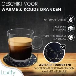 Luxe Leren Marmeren Onderzetters Met Houder - 16 Stuks - Onderleggers Voor Glazen - Glasonderzetters Voor Op Tafel - Coasters - Zwart / Goud - Rond 12 Luxe Leren Marmeren Onderzetters Met Houder - 16 Stuks - Onderleggers Voor Glazen - Glasonderzetters Voor Op Tafel - Coasters - Zwart / Goud - Rond -Bormioli Rocco winkel 1200x1200 391