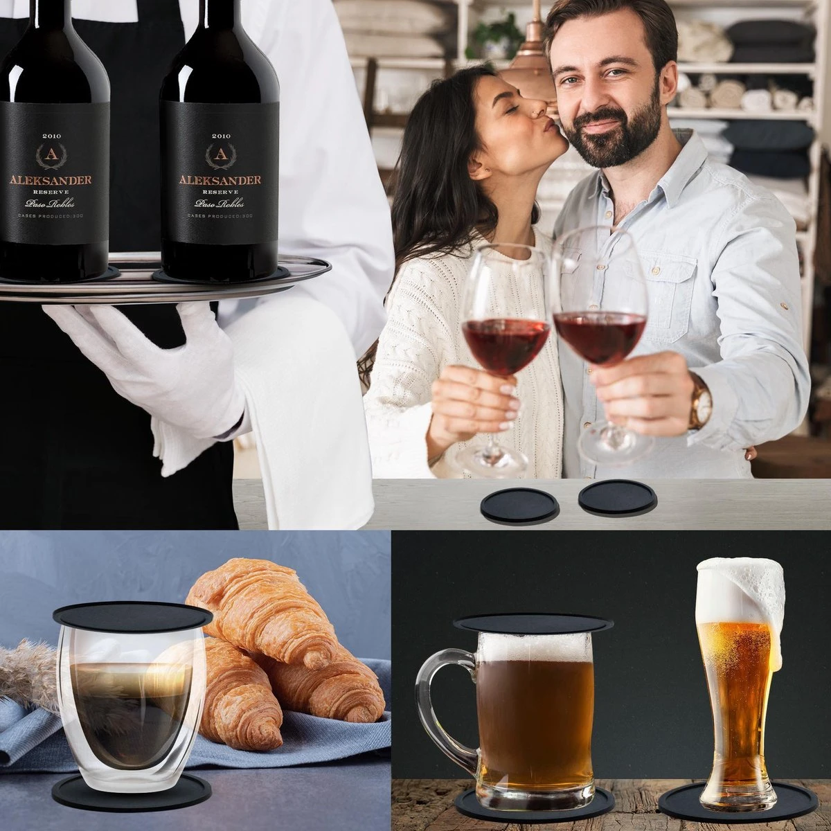 Easavida – Onderzetters Voor Glazen – 8 Stuks – Siliconen – Onderlegger – Inclusief Houder – Inclusief E-book – Zwart – Rond Design 10 Easavida – Onderzetters Voor Glazen – 8 Stuks – Siliconen – Onderlegger – Inclusief Houder – Inclusief E-book – Zwart – Rond Design - Afbeelding 8