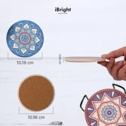 IBright Onderzetters Voor Glazen - Set Van 8 Met Houder - Rond - Bohemian - Oosterse - Mandala Design - Coasters 13 IBright Onderzetters Voor Glazen - Set Van 8 Met Houder - Rond - Bohemian - Oosterse - Mandala Design - Coasters -Bormioli Rocco winkel 1200x1200 410
