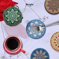 IBright Onderzetters Voor Glazen - Set Van 8 Met Houder - Rond - Bohemian - Oosterse - Mandala Design - Coasters 14 IBright Onderzetters Voor Glazen - Set Van 8 Met Houder - Rond - Bohemian - Oosterse - Mandala Design - Coasters -Bormioli Rocco winkel 1200x1200 411