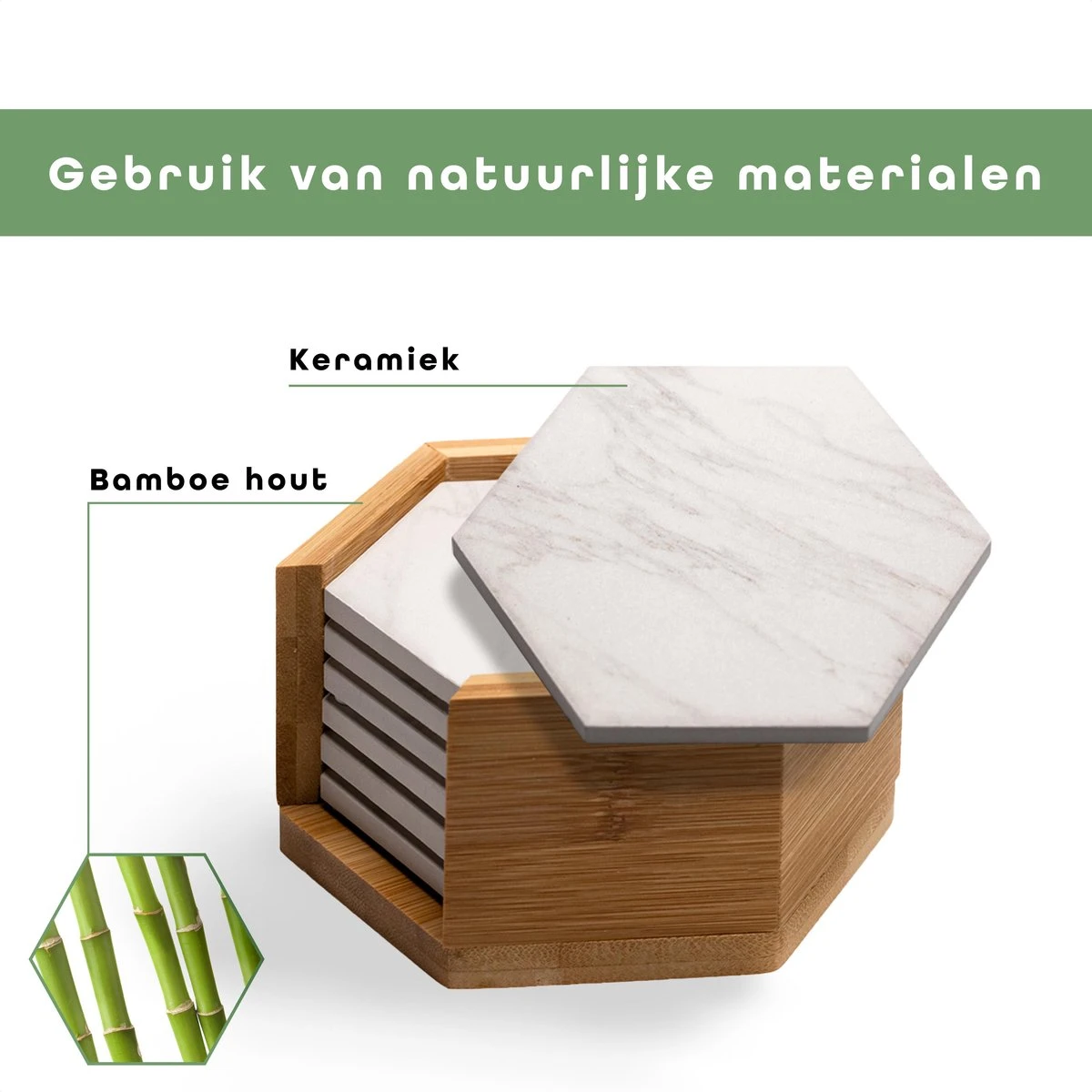 Onderzetters Voor Glazen - Keramische Onderzetters Met Houder - Marmeren Uitstraling - 100% Keramisch - Ecologisch - 6st - BAULK® 4 Onderzetters Voor Glazen - Keramische Onderzetters Met Houder - Marmeren Uitstraling - 100% Keramisch - Ecologisch - 6st - BAULK® - Afbeelding 2