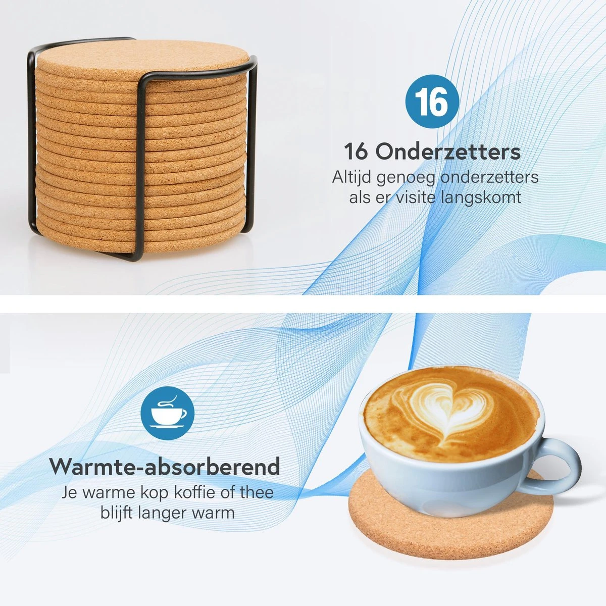 Kurken Onderzetters Voor Glazen Met Houder – Set Van 16 Kurken/Houten Onderzetters – Premium Kwaliteit – Anti-slip – Absorberend – Hittebestendig - Rond – Duurzaam/Milieuvriendelijk 5 Kurken Onderzetters Voor Glazen Met Houder – Set Van 16 Kurken/Houten Onderzetters – Premium Kwaliteit – Anti-slip – Absorberend – Hittebestendig - Rond – Duurzaam/Milieuvriendelijk - Afbeelding 3