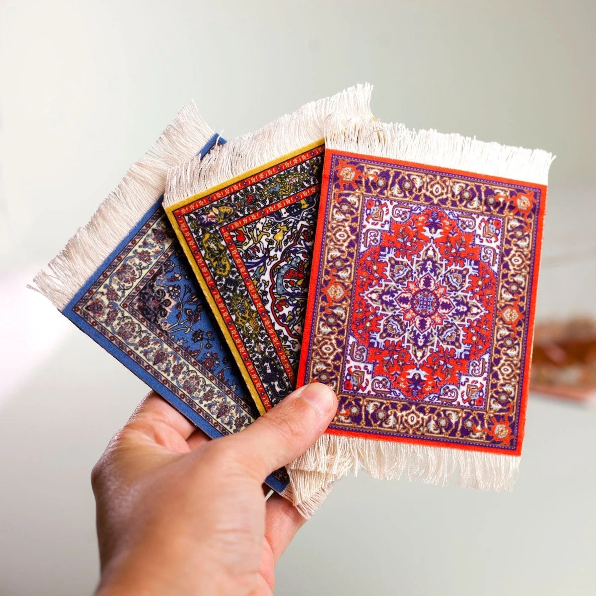 Invotis Perzisch Tapijt Onderzetters (Set Van 4) 4 Invotis Perzisch Tapijt Onderzetters (Set Van 4) - Afbeelding 2