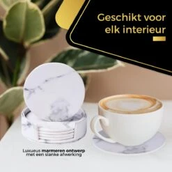 Onderzetters Voor Glazen Met Houder Swissl - Wit - Kunstleer - Marmeren Uitstraling 6 Stuks - Onderleggers 14 Onderzetters Voor Glazen Met Houder Swissl - Wit - Kunstleer - Marmeren Uitstraling 6 Stuks - Onderleggers -Bormioli Rocco winkel 1200x1200 464