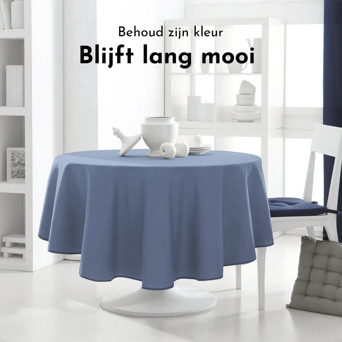 Today Rond Tafelkleed - Tafellaken - Ø180cm - Polyester - Denim - Lichtblauw 4 Today Rond Tafelkleed - Tafellaken - Ø180cm - Polyester - Denim - Lichtblauw - Afbeelding 2