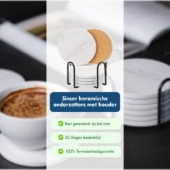 Sincer Keramische Onderzetters Voor Glazen Met Houder – Set Van 6 Witte Keramische/Marmeren Onderleggers –Luxe/Modern Design - Premium Kwaliteit – Kurken Antislip Onderkant – Hittebestendig – Zeer Absorberend – Rond – Duurzaam/Milieuvriendelijk 15 Sincer Keramische Onderzetters Voor Glazen Met Houder – Set Van 6 Witte Keramische/Marmeren Onderleggers –Luxe/Modern Design - Premium Kwaliteit – Kurken Antislip Onderkant – Hittebestendig – Zeer Absorberend – Rond – Duurzaam/Milieuvriendelijk -Bormioli Rocco winkel 1200x1200 513