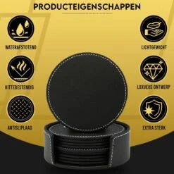 Vaja Trends Luxe Leren Onderzetters Voor Glazen - Met Houder - Set Van 10 - Zwart - Waterafstotend En Hittebestendig 21 Vaja Trends Luxe Leren Onderzetters Voor Glazen - Met Houder - Set Van 10 - Zwart - Waterafstotend En Hittebestendig -Bormioli Rocco winkel 1200x1200 535