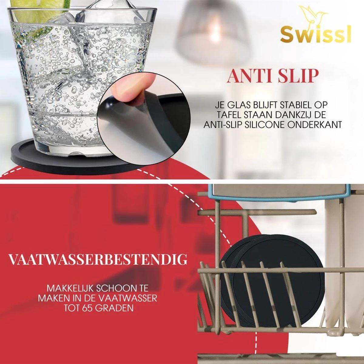 Onderzetters Voor Glazen Swissl – Anti Slip Siliconen – 6 Stuks 6 Onderzetters Voor Glazen Swissl – Anti Slip Siliconen – 6 Stuks - Afbeelding 4