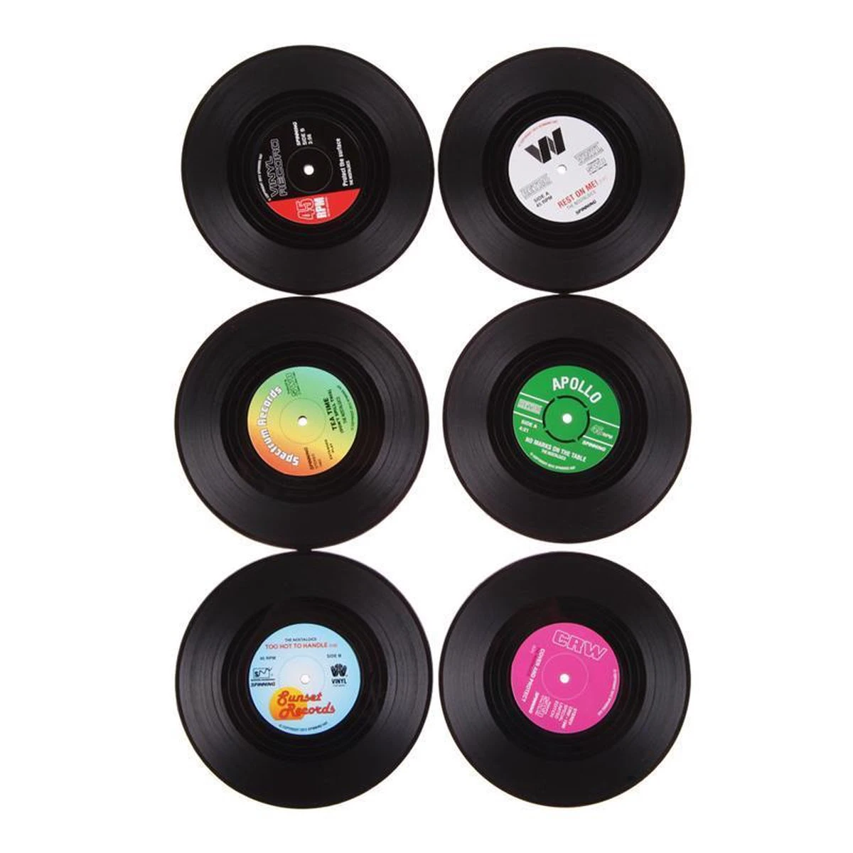 Merkloos Retro Vinyl Onderzetters | LP Onder Zetters | Vinyl Coasters 45 RPM 6 Stuks In Geschenkverpakking 4 Merkloos Retro Vinyl Onderzetters | LP Onder Zetters | Vinyl Coasters 45 RPM 6 Stuks In Geschenkverpakking - Afbeelding 2