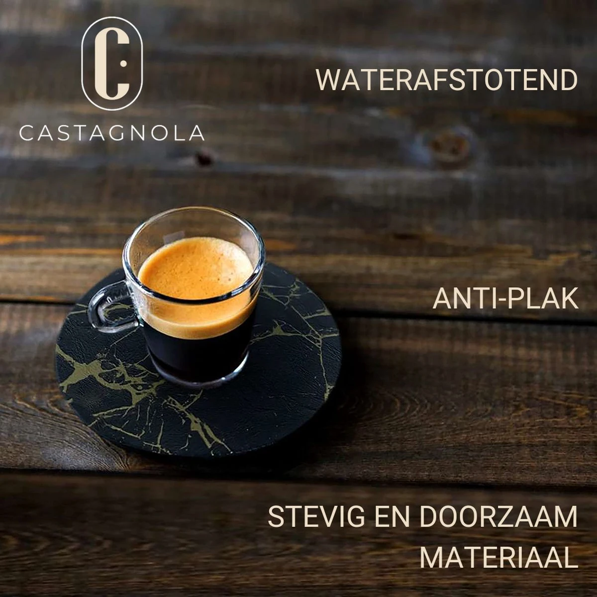Castagnola Lederen Onderzetters Met Houder – Onderzetters Voor Glazen – Onderzetters Design – Onderzettersset – Drink Onderzetters – Leder – Leren Onderzetters – Set Van 6 – Zwart/Goud 5 Castagnola Lederen Onderzetters Met Houder – Onderzetters Voor Glazen – Onderzetters Design – Onderzettersset – Drink Onderzetters – Leder – Leren Onderzetters – Set Van 6 – Zwart/Goud - Afbeelding 3
