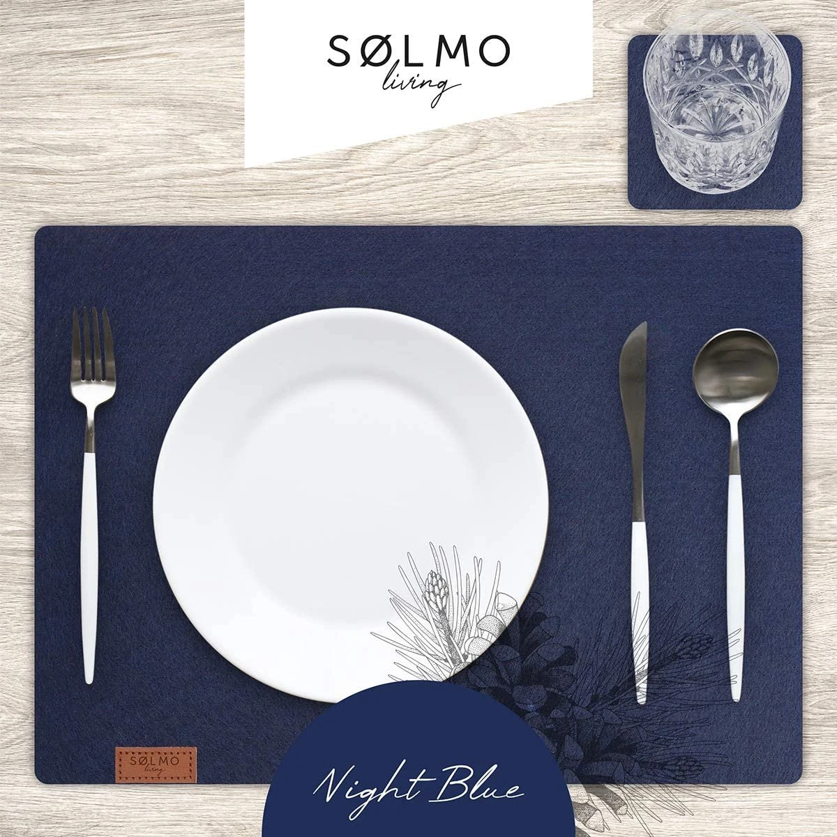 Sølmo I 6st Premium Vilt Placemats Placemat 42x32 Cm Afwasbaar Vilt Placemats Coasters Plaat Placemats + Glas Coasters Echt Hout Tafel Geschikt Blauw, Nacht Blauw 4 Sølmo I 6st Premium Vilt Placemats Placemat 42x32 Cm Afwasbaar Vilt Placemats Coasters Plaat Placemats + Glas Coasters Echt Hout Tafel Geschikt Blauw, Nacht Blauw - Afbeelding 2