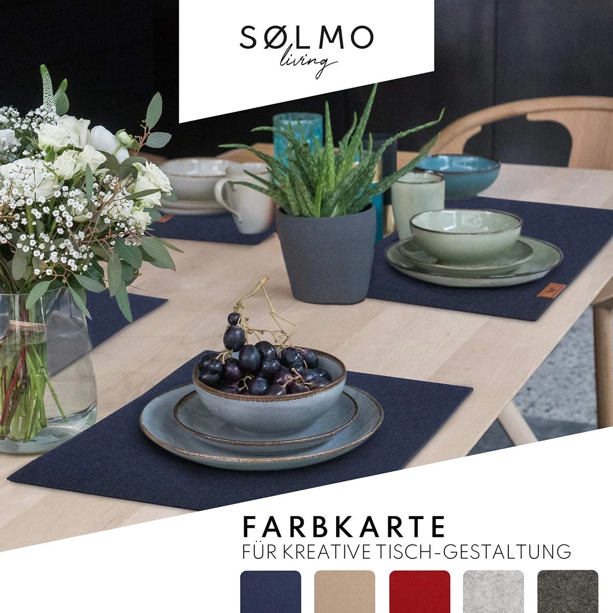 Sølmo I 6st Premium Vilt Placemats Placemat 42x32 Cm Afwasbaar Vilt Placemats Coasters Plaat Placemats + Glas Coasters Echt Hout Tafel Geschikt Blauw, Nacht Blauw 7 Sølmo I 6st Premium Vilt Placemats Placemat 42x32 Cm Afwasbaar Vilt Placemats Coasters Plaat Placemats + Glas Coasters Echt Hout Tafel Geschikt Blauw, Nacht Blauw - Afbeelding 5