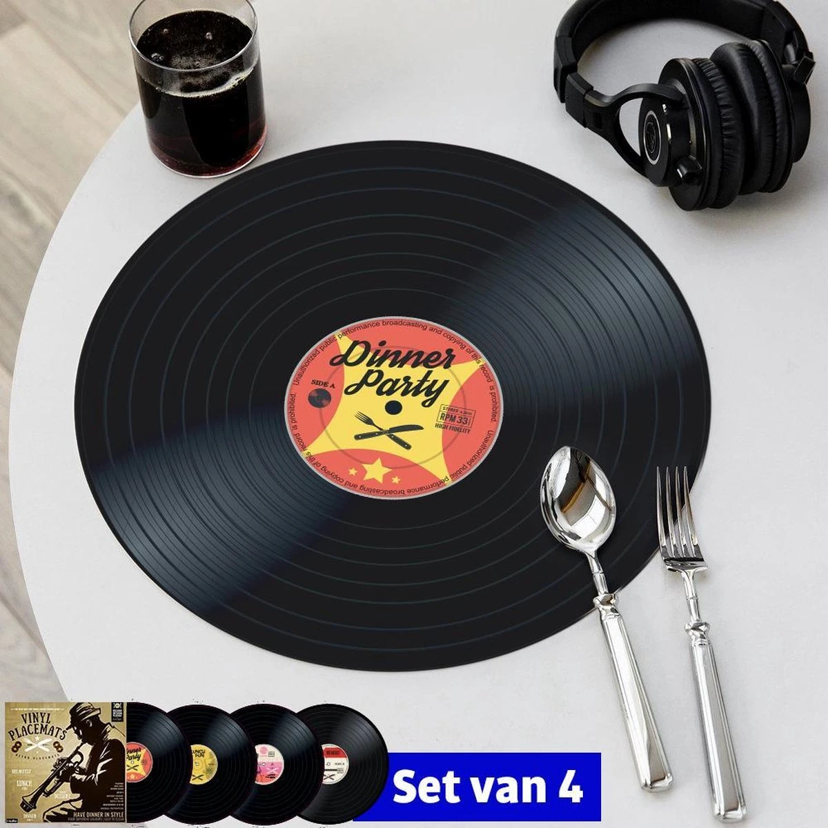 MikaMax Vinyl Placemats - Placemats - Retro - Lp Placemats - Makkelijk Schoon Te Maken - Geleverd In Een Design Hoes - 4 Stuks - 3mm Dik 4 MikaMax Vinyl Placemats - Placemats - Retro - Lp Placemats - Makkelijk Schoon Te Maken - Geleverd In Een Design Hoes - 4 Stuks - 3mm Dik - Afbeelding 2