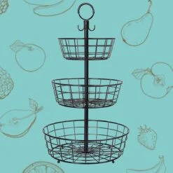Fruitmand – Etagere 3 Laags – Fruitschaal – Fruitmand Zwart – Fruit Opbergmand – Aanrecht Organiser – Zwart -Bormioli Rocco winkel 1200x1200 738