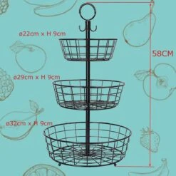 Fruitmand – Etagere 3 Laags – Fruitschaal – Fruitmand Zwart – Fruit Opbergmand – Aanrecht Organiser – Zwart -Bormioli Rocco winkel 1200x1200 743