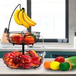 Fruitmand Met Bananenhanger - Fruitschaal - Fruitmand Hangend - Opbergmand - Fruitmand Met Banaanhouder - Fruitschalen - Fruitmanden - 2 Lagen - Valentijn -Bormioli Rocco winkel 1200x1200 745