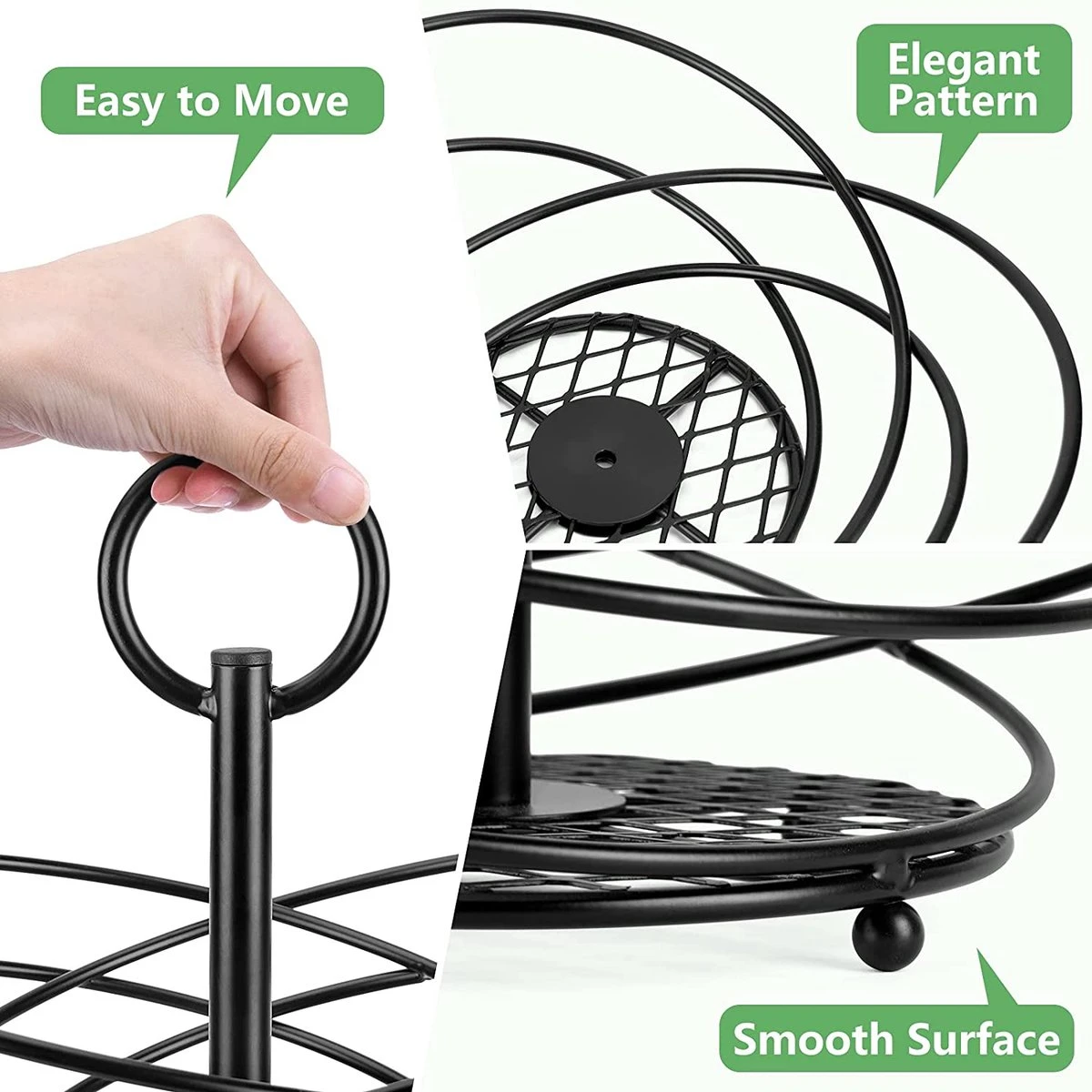 Fuegobird Fruitmand - Fruitmand Metaal - 3 Laags - Afneembaar - Zwart 6 Fuegobird Fruitmand - Fruitmand Metaal - 3 Laags - Afneembaar - Zwart - Afbeelding 4