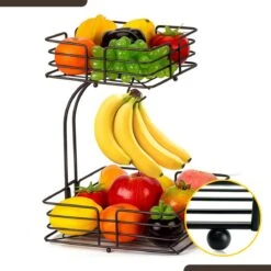 SensaHome - Fruitmand Met Bananenhouder - Vierkant 2-Laags Zwart - Fruitschaal - Etagere - Metaal - Industrial - Modern 28 SensaHome - Fruitmand Met Bananenhouder - Vierkant 2-Laags Zwart - Fruitschaal - Etagere - Metaal - Industrial - Modern -Bormioli Rocco winkel 1200x1200 781