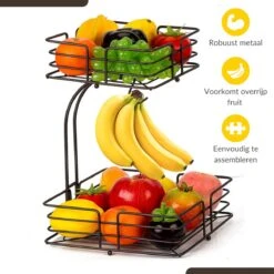 SensaHome - Fruitmand Met Bananenhouder - Vierkant 2-Laags Zwart - Fruitschaal - Etagere - Metaal - Industrial - Modern 31 SensaHome - Fruitmand Met Bananenhouder - Vierkant 2-Laags Zwart - Fruitschaal - Etagere - Metaal - Industrial - Modern -Bormioli Rocco winkel 1200x1200 784