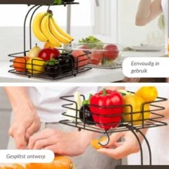 SensaHome - Fruitmand Met Bananenhouder - Vierkant 2-Laags Zwart - Fruitschaal - Etagere - Metaal - Industrial - Modern 32 SensaHome - Fruitmand Met Bananenhouder - Vierkant 2-Laags Zwart - Fruitschaal - Etagere - Metaal - Industrial - Modern -Bormioli Rocco winkel 1200x1200 785