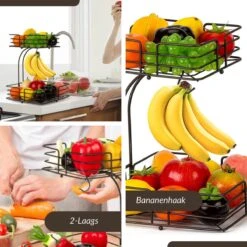 SensaHome - Fruitmand Met Bananenhouder - Vierkant 2-Laags Zwart - Fruitschaal - Etagere - Metaal - Industrial - Modern 35 SensaHome - Fruitmand Met Bananenhouder - Vierkant 2-Laags Zwart - Fruitschaal - Etagere - Metaal - Industrial - Modern -Bormioli Rocco winkel 1200x1200 787