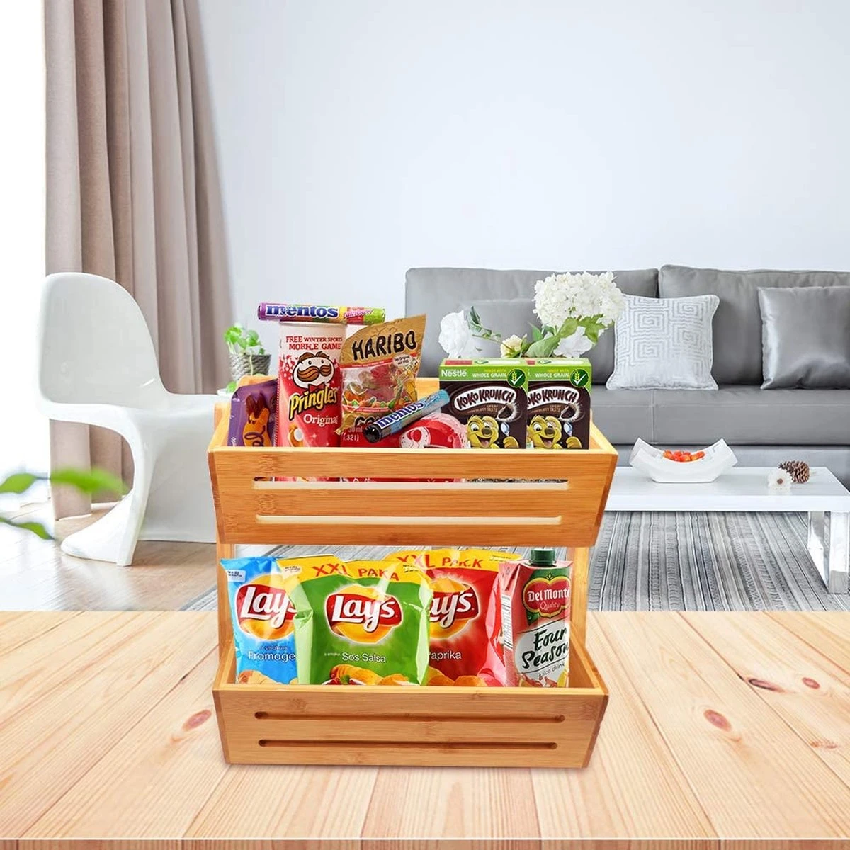 Fruitmand – 2 Laags – Hout – Aardappelbak - Aanrecht Organiser - Fruitkistje - Fruitschaal – Fruitmand -Schaal Decoratie - Voor Fruit / Groente / Snacks / Brood 10 Fruitmand – 2 Laags – Hout – Aardappelbak - Aanrecht Organiser - Fruitkistje - Fruitschaal – Fruitmand -Schaal Decoratie - Voor Fruit / Groente / Snacks / Brood - Afbeelding 8