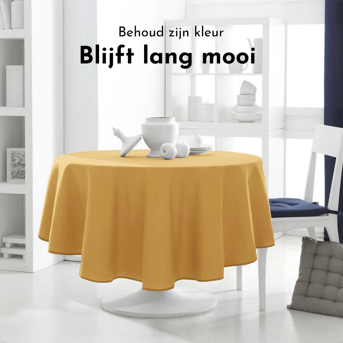 Today Rond Tafelkleed - Tafellaken - Tafelzeil Rond - Ø180cm - Polyester - Oker - Geel 4 Today Rond Tafelkleed - Tafellaken - Tafelzeil Rond - Ø180cm - Polyester - Oker - Geel - Afbeelding 2