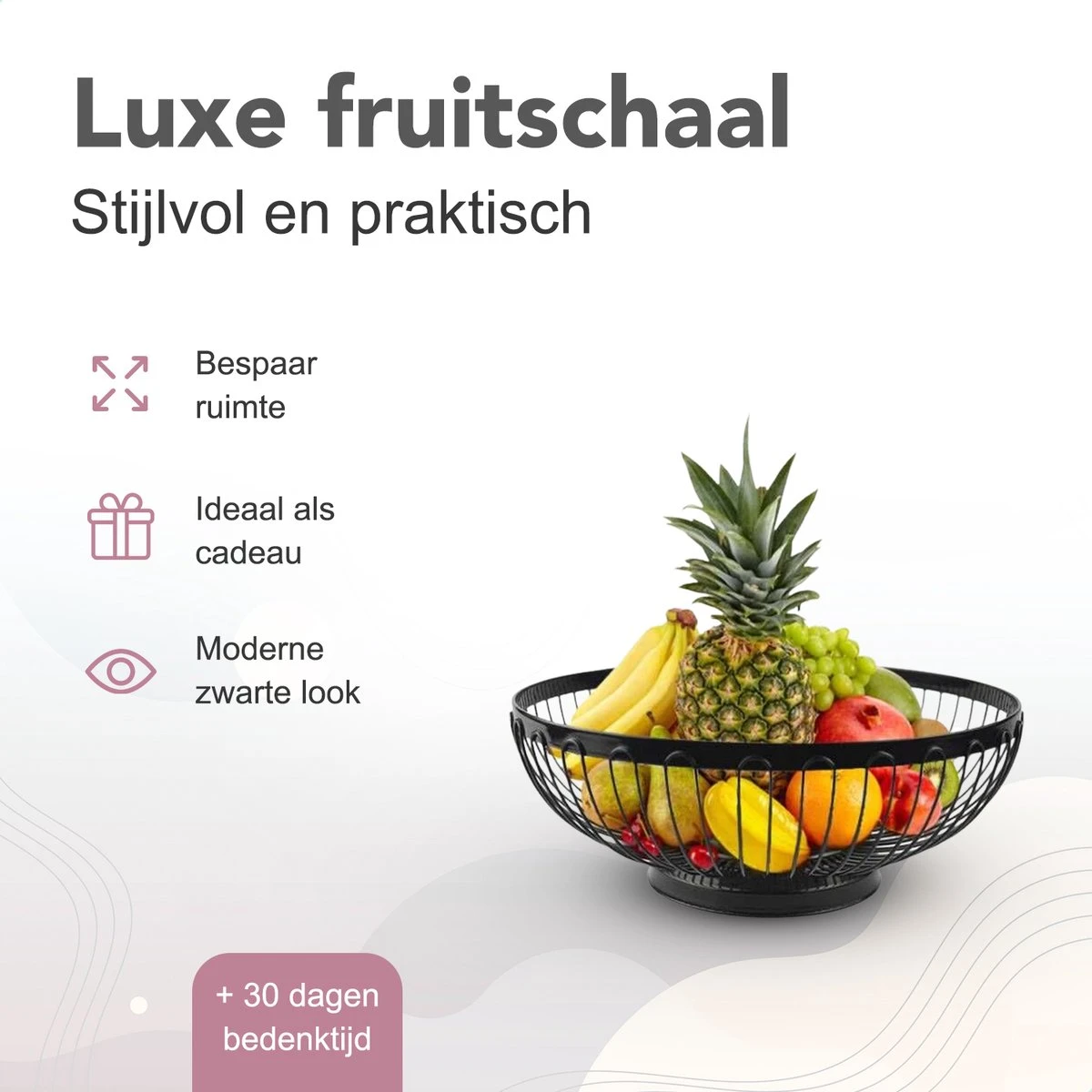 SODEAL Kleine Fruitschaal - Fruitmand - Fruitschaal Zwart 4 SODEAL Kleine Fruitschaal - Fruitmand - Fruitschaal Zwart - Afbeelding 2