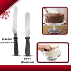 Rednas Taartplateau Set - Draaibaar - Taart Decoratie Set - 24x Spuitmondjes - 2x Palet/Glaceermessen - 2x Spuitzakken - 3x Fondant/Deegschrapers - Verchroomd RVS -Bormioli Rocco winkel 1200x1200 834
