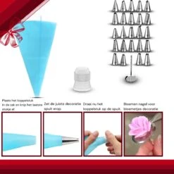 Rednas Taartplateau Set - Draaibaar - Taart Decoratie Set - 24x Spuitmondjes - 2x Palet/Glaceermessen - 2x Spuitzakken - 3x Fondant/Deegschrapers - Verchroomd RVS -Bormioli Rocco winkel 1200x1200 838