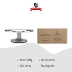 Krumble Taartplateau Draaibaar RVS / Diameter Van Ø31cm / Ideaal Voor Het Snijden En Maken Van Taarten - Geborsteld Chroom -Bormioli Rocco winkel 1200x1200 850