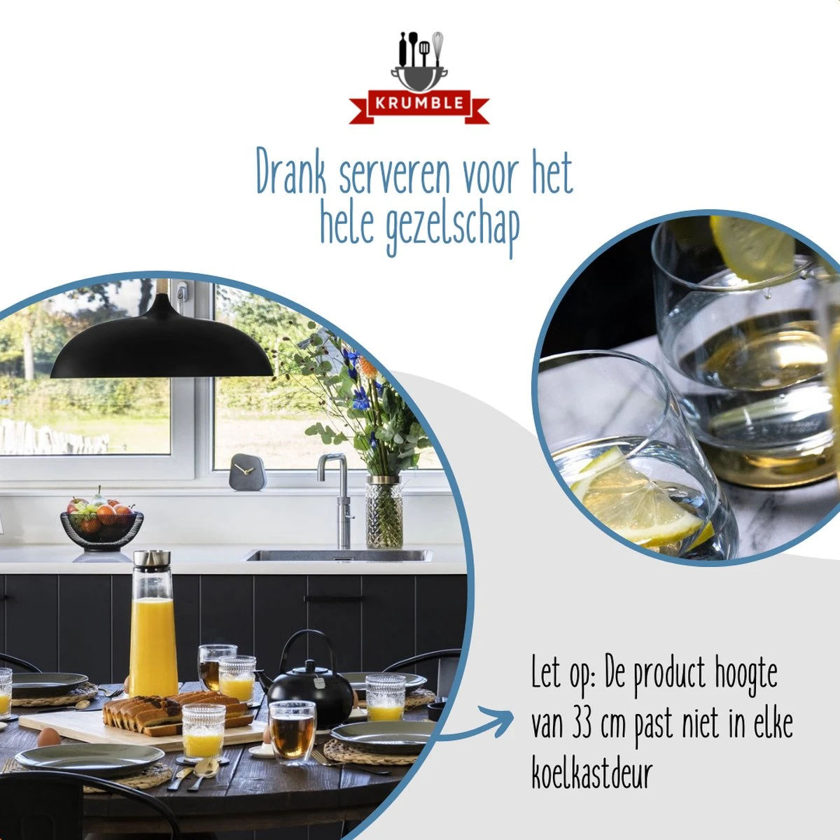 Krumble Karaf Van Glas - Waterkan - Met Deksel - 10,5 X 33 Cm (dxh) - 1,5 Liter - Glas En RVS 8 Krumble Karaf Van Glas - Waterkan - Met Deksel - 10,5 X 33 Cm (dxh) - 1,5 Liter - Glas En RVS - Afbeelding 6