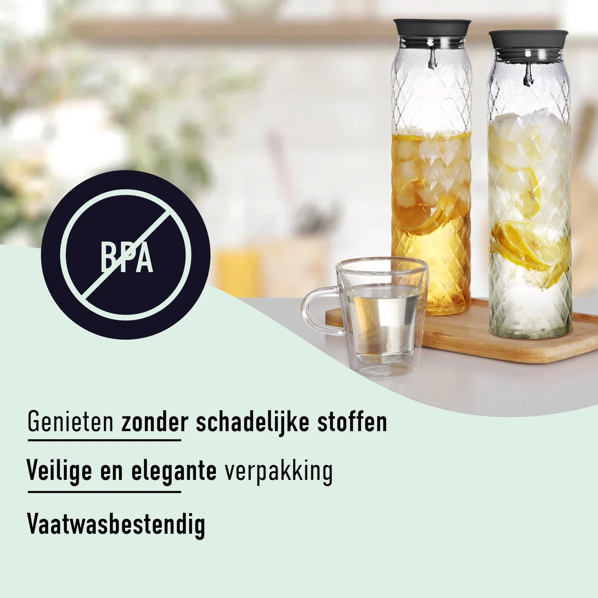 Waterkaraf 1.2L - Schenkkan Uit Glas - Waterkan Met Filter En Deksel 7 Waterkaraf 1.2L - Schenkkan Uit Glas - Waterkan Met Filter En Deksel - Afbeelding 5