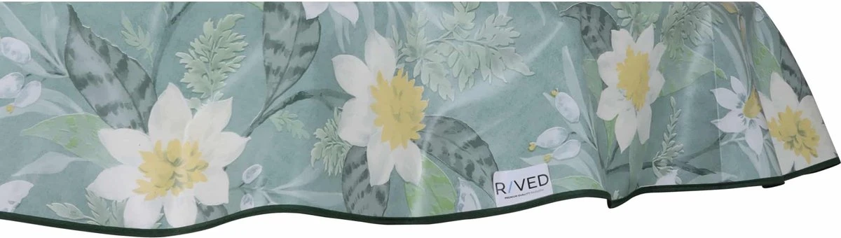 Raved Rond Tafelzeil - Bloemen Design 160 Cm ø - Groen - PVC - Afwasbaar 5 Raved Rond Tafelzeil - Bloemen Design 160 Cm ø - Groen - PVC - Afwasbaar - Afbeelding 3