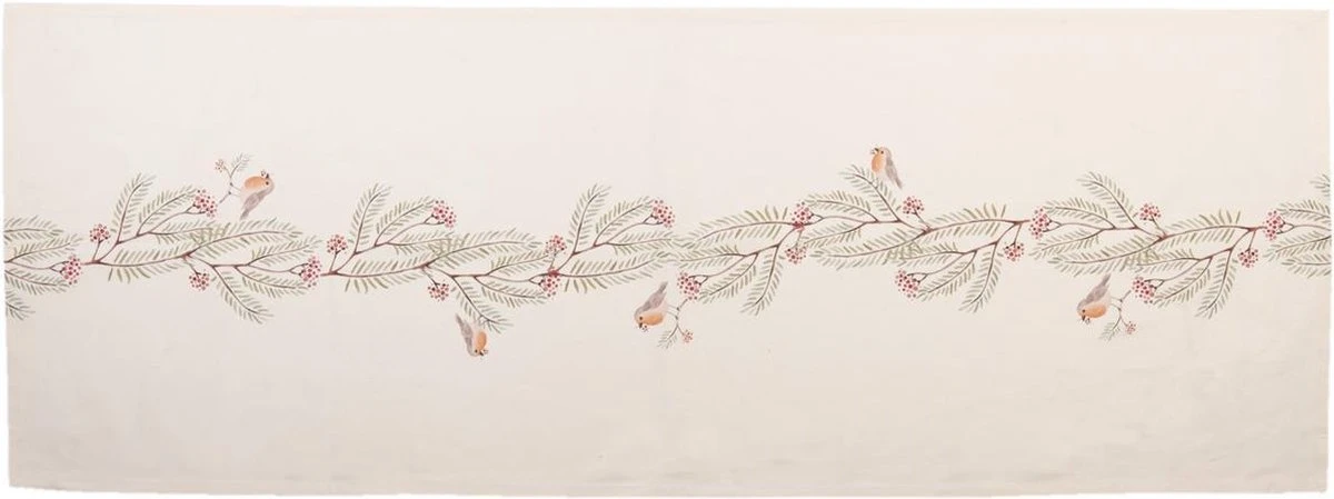 Clayre & Eef Tafelloper 50x140 Cm Beige Groen Katoen Rechthoek Vogel Tafelkleed Loper Tafeltextiel 7 Clayre & Eef Tafelloper 50x140 Cm Beige Groen Katoen Rechthoek Vogel Tafelkleed Loper Tafeltextiel - Afbeelding 5