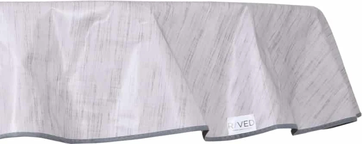 Raved Rond Tafelzeil - Linnen Look 160 Cm ø - Grijs - PVC - Afwasbaar 5 Raved Rond Tafelzeil - Linnen Look 160 Cm ø - Grijs - PVC - Afwasbaar - Afbeelding 3