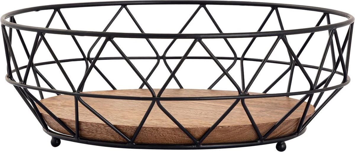 Parya Home - Fruitmand Metaal Broodmand Ronde Fruitschaal Neo 28 Cm H 10 Cm Zwart Metaal 3 Parya Home - Fruitmand Metaal Broodmand Ronde Fruitschaal Neo 28 Cm H 10 Cm Zwart Metaal