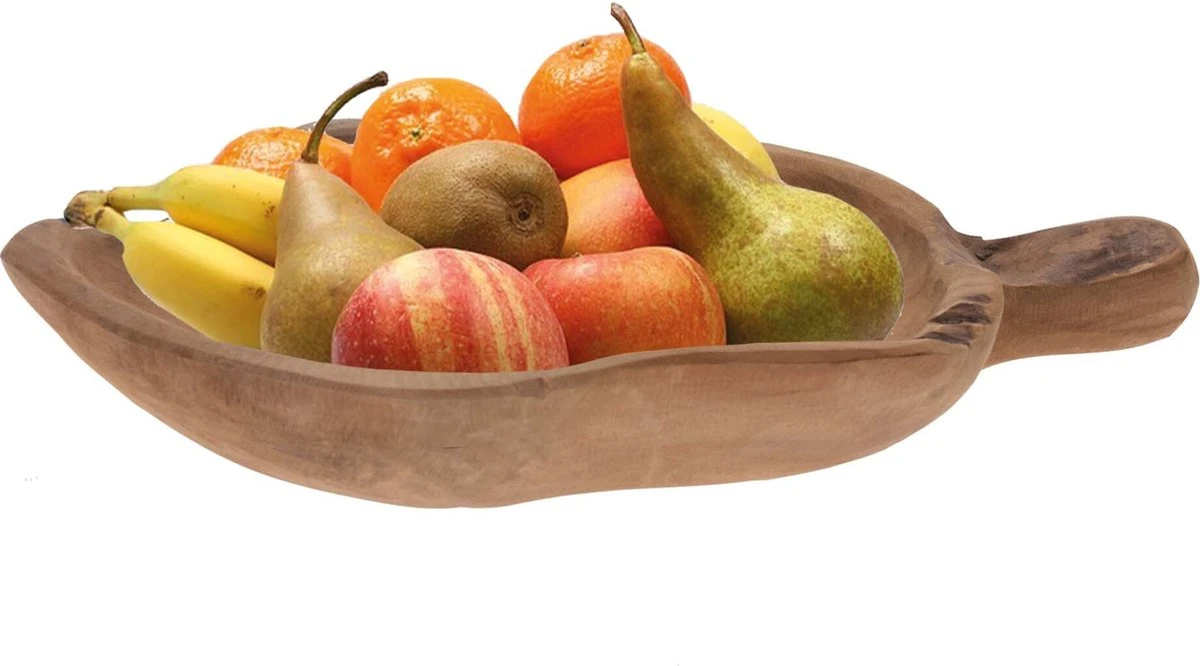 Fruitschaal Teak Hout Blad Vorm 35 X 22 Cm - Decoratieve Schalen Voor Groente En Fruit 3 Fruitschaal Teak Hout Blad Vorm 35 X 22 Cm - Decoratieve Schalen Voor Groente En Fruit
