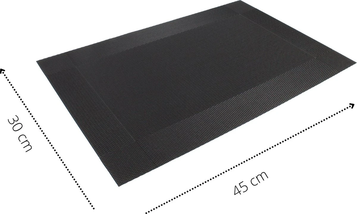 Four Love Placemats Kunststof - Kleur Zwart - Set Van 4 Stuks - Anti Slip Tafelbeschermer - Tafel Decoratie - Housewarming Cadeau - 45 X 30 Cm 6 Four Love Placemats Kunststof - Kleur Zwart - Set Van 4 Stuks - Anti Slip Tafelbeschermer - Tafel Decoratie - Housewarming Cadeau - 45 X 30 Cm - Afbeelding 4