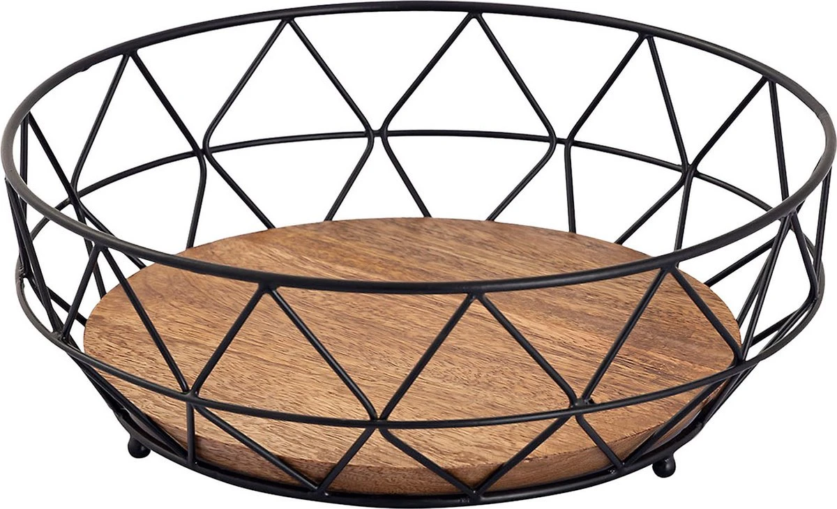 Parya Home - Fruitmand Metaal Broodmand Ronde Fruitschaal Neo 28 Cm H 10 Cm Zwart Metaal 5 Parya Home - Fruitmand Metaal Broodmand Ronde Fruitschaal Neo 28 Cm H 10 Cm Zwart Metaal - Afbeelding 3