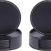 Luxe Leren Onderzetters Voor Glazen 12 Stuks Zwart Inclusief Twee Houders - Waterafstotend En Hittebestendig - Glasonderzetters Voor Op Tafel - Coasters - Rond -Bormioli Rocco winkel 1200x734