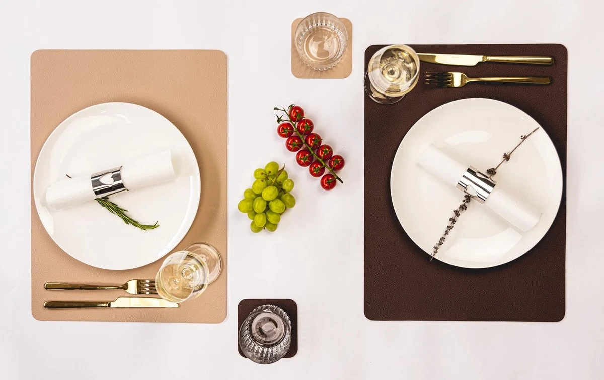 Jay Hill Placemats - Vegan Leer - Bruin / Zand - Dubbelzijdig - 46 X 33 Cm - 6 Stuks 10 Jay Hill Placemats - Vegan Leer - Bruin / Zand - Dubbelzijdig - 46 X 33 Cm - 6 Stuks - Afbeelding 8